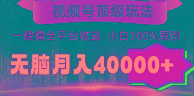 (9281期)视频号顶级玩法，无脑月入40000+，一键撸全平台收益，纯小白也能100%原创-网创小站