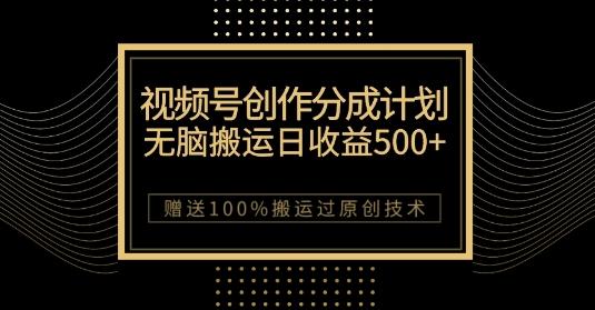 最新视频号创作分成计划，无脑搬运一天收益500+，100%搬运过原创技巧【揭秘】-网创小站