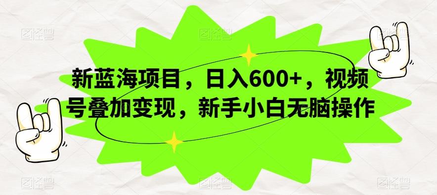新蓝海项目，日入600+，视频号叠加变现，新手小白无脑操作【揭秘】-网创小站