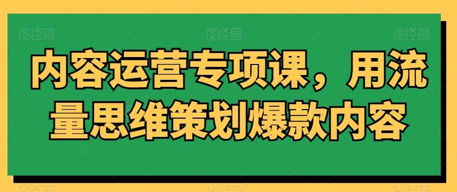 内容运营专项课，用流量思维策划爆款内容-网创小站