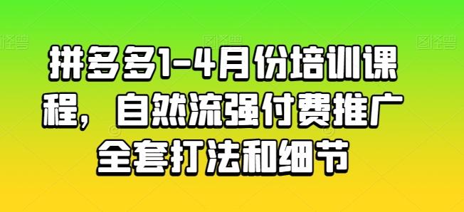拼多多1-4月份培训课程，自然流强付费推广全套打法和细节-网创小站