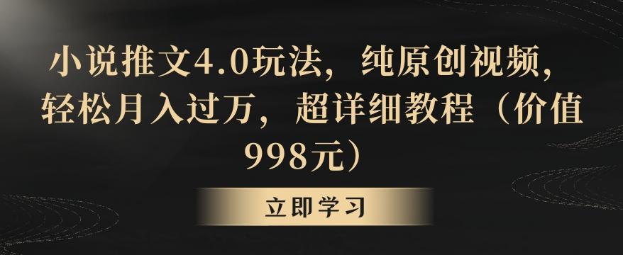 小说推文4.0玩法，纯原创视频，轻松月入过万，超详细教程(价值998元)【揭秘】-网创小站