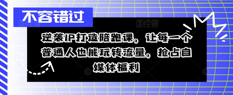 逆袭IP打造陪跑课，让每一个普通人也能玩转流量，抢占自媒体福利-网创小站