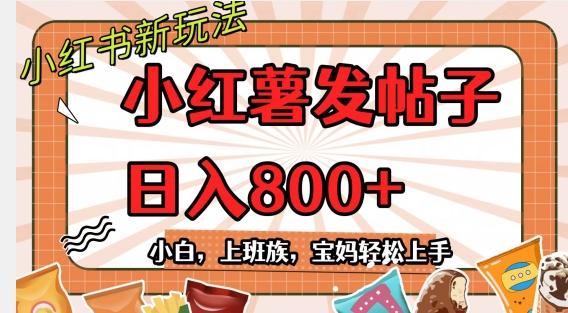 小红薯发日常帖子，日入800+小白专属项目可批量操作-网创小站