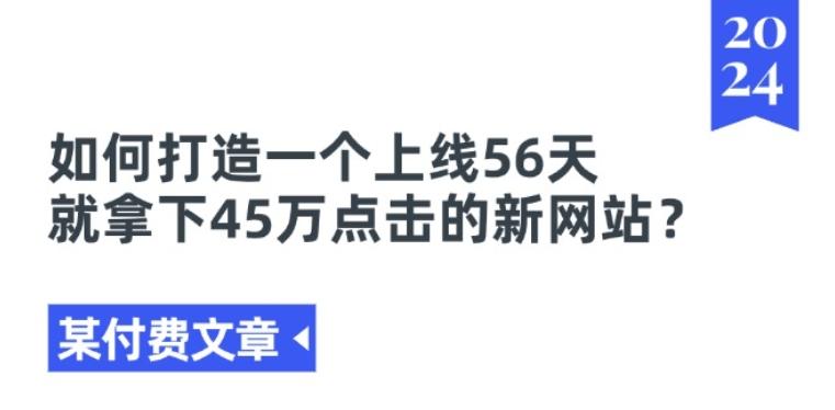 某付费文章《如何打造一个上线56天就拿下45万点击的新网站?》-网创小站
