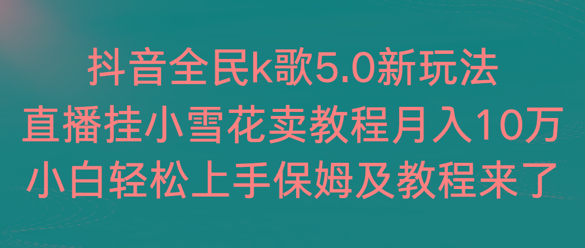 抖音全民k歌5.0新玩法，直播挂小雪花卖教程月入10万，小白轻松上手，保…-网创小站
