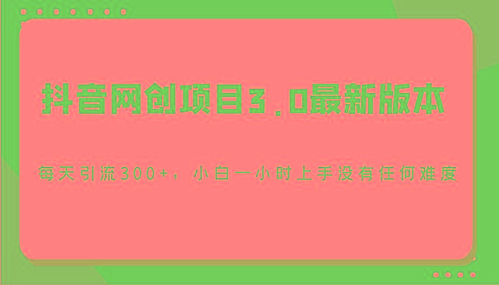 抖音网创项目3.0最新版本，每天引流300+，小白一小时上手没有任何难度-网创小站