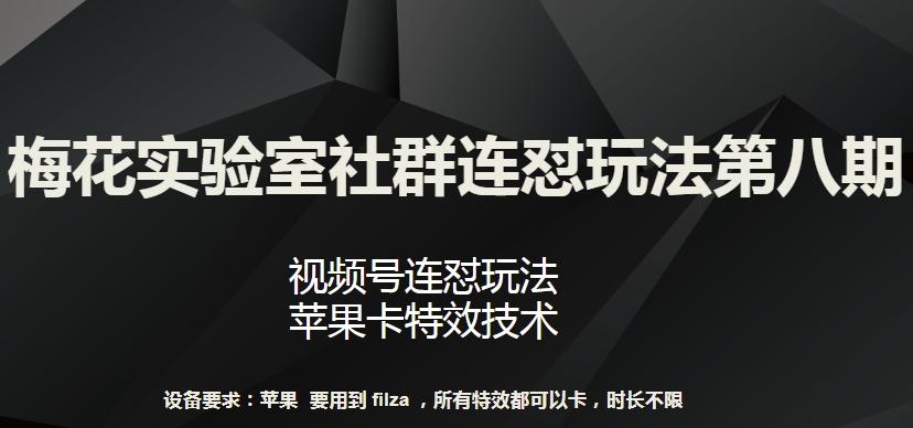 梅花实验室社群连怼玩法第八期，视频号连怼玩法 苹果卡特效技术【揭秘】-网创小站