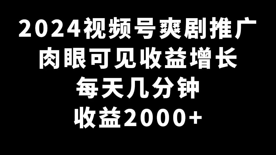 2024视频号爽剧推广，肉眼可见的收益增长，每天几分钟收益2000+-网创小站