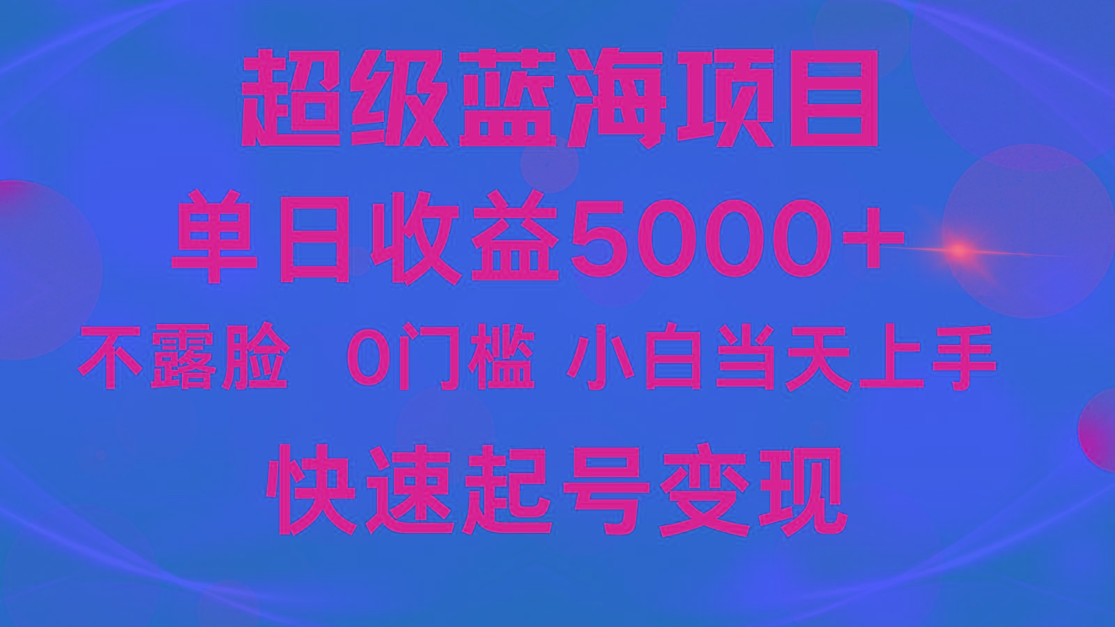 2024超级蓝海项目 单日收益5000+ 不露脸小游戏直播，小白当天上手，快手起号变现-网创小站