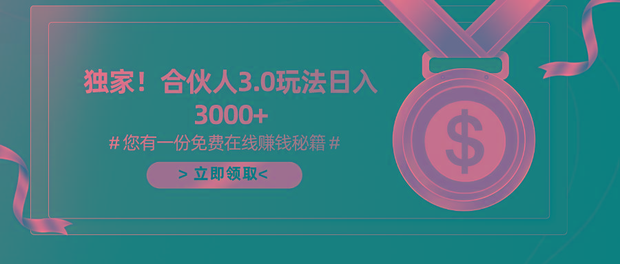 游戏合伙人3.0，日入3000+，无限扩大的蓝海项目-网创小站