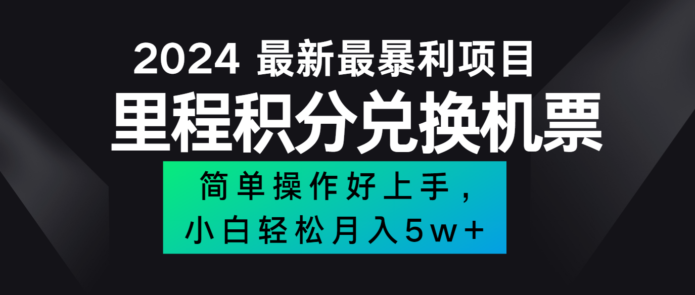 2024最新里程积分兑换机票，手机操作小白轻松月入5万+-网创小站