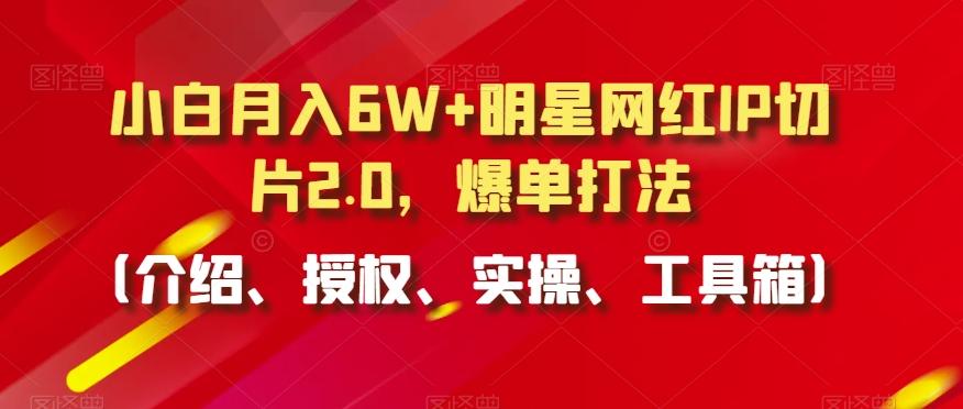 小白月入6W+明星网红IP切片2.0，爆单打法(介绍、授权、实操、工具箱)【揭秘】-网创小站