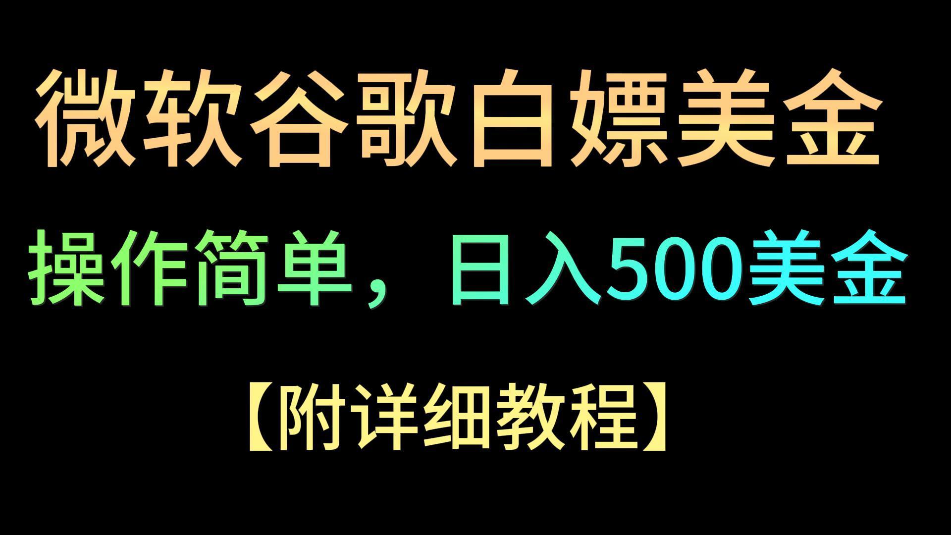 微软谷歌项目3.0，轻松日赚500+美金，操作简单，小白也可轻松入手！-网创小站