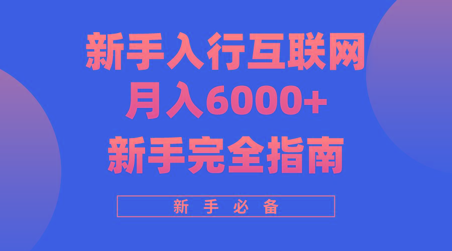 (10058期)互联网新手月入6000+完全指南 十年创业老兵用心之作，帮助小白快速入门-网创小站