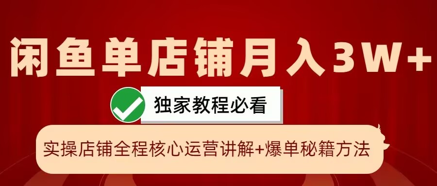 闲鱼单店铺月入3W+实操展示，爆单核心秘籍，一学就会【揭秘】-网创小站
