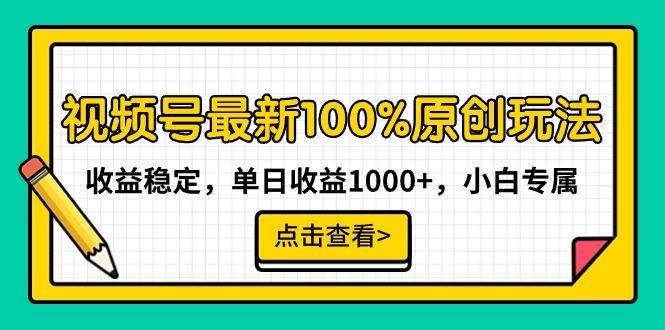视频号最新100%原创玩法，收益稳定，单日收益1000+，小白专属-网创小站