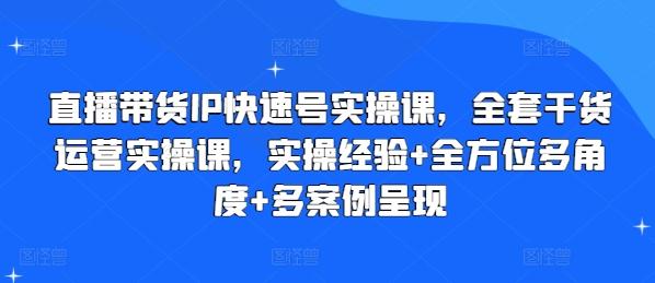 直播带货IP快速号实操课，全套干货运营实操课，实操经验+全方位多角度+多案例呈现-网创小站