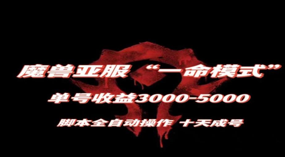 魔兽亚服一命模式，10天成号-单号3千-5千，脚本全自动操作，保姆级教学【揭秘】-网创小站