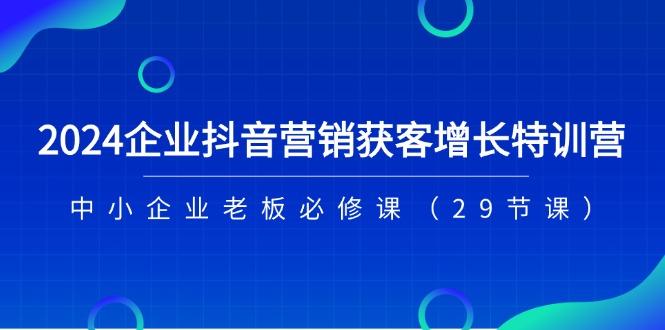 2024企业抖音-营销获客增长特训营，中小企业老板必修课(29节课-网创小站