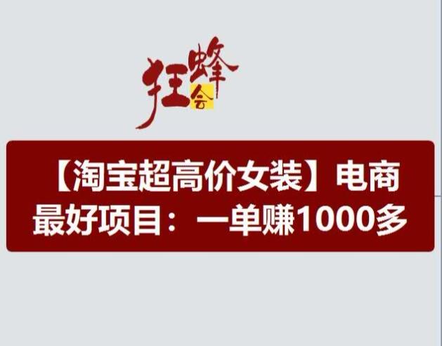 淘宝超高价女装项目，电商最好赛道，一单赚1000多-网创小站