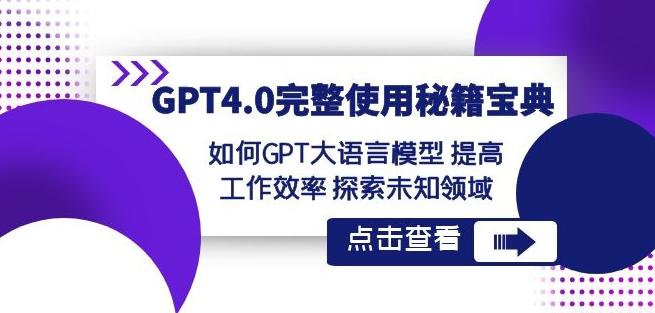 GPT4.0完整使用-秘籍宝典：如何GPT大语言模型提高工作效率探索未知领域-网创小站