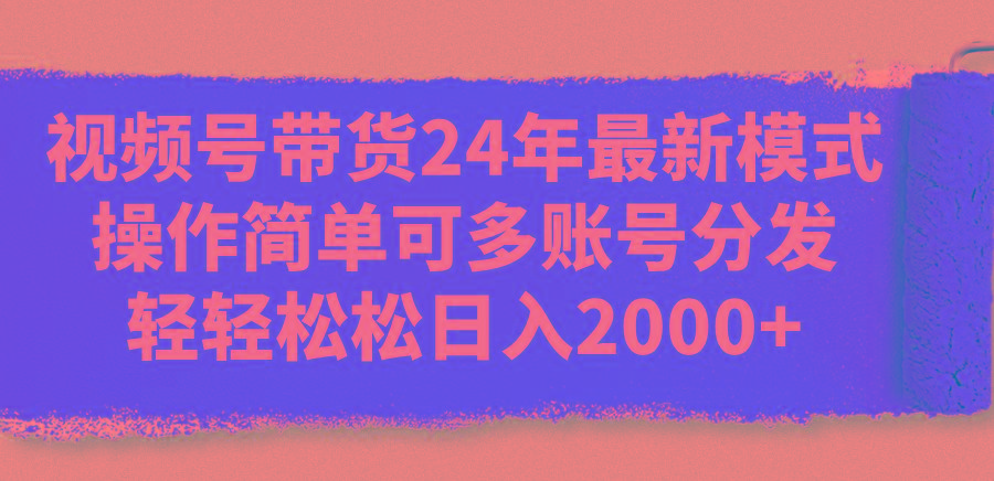 视频号带货24年最新模式，操作简单可多账号分发，轻轻松松日入2000+-网创小站