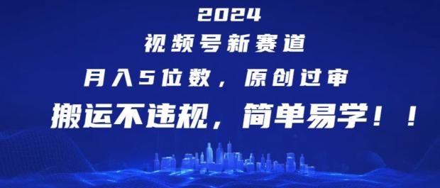 2024视频号新赛道，月入5位数+，原创过审，搬运不违规，简单易学【揭秘】-网创小站