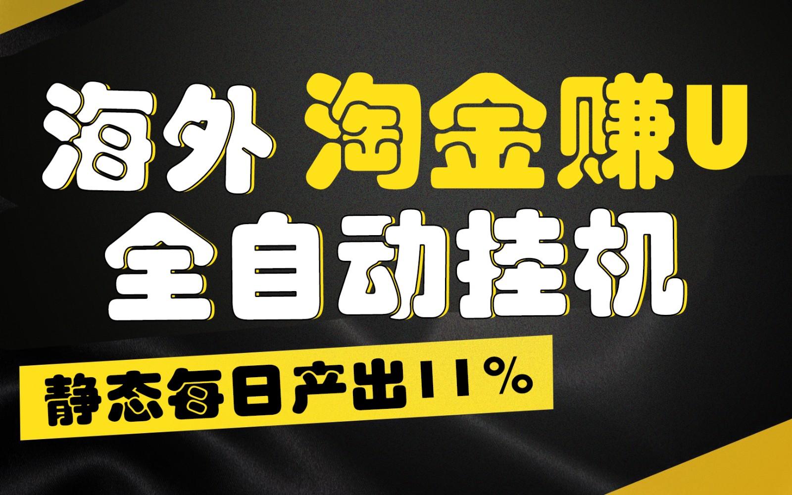 海外淘金赚U，全自动挂机，静态每日产出11%，拉新收益无上限，轻松日入1万+-网创小站