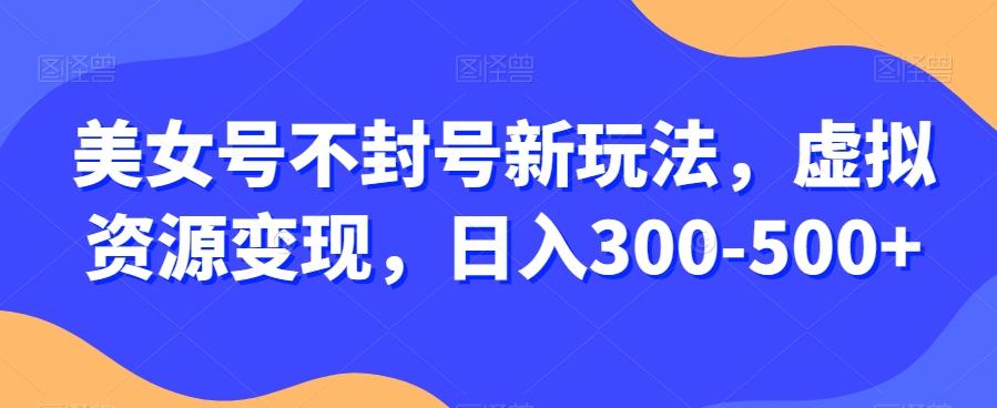 美女号不封号新玩法，虚拟资源变现，日入300-500+-网创小站