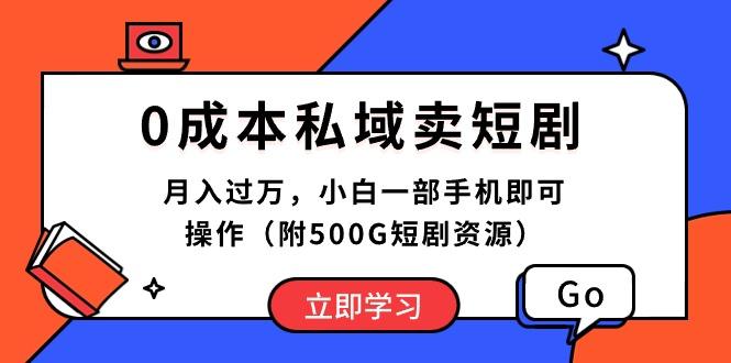 0成本私域卖短剧，月入过万，小白一部手机即可操作(附500G短剧资源-网创小站