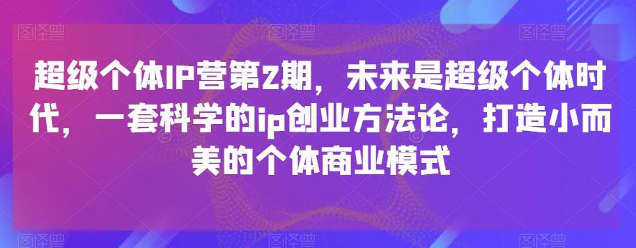 超级个体IP营第2期，未来是超级个体时代，一套科学的ip创业方法论，打造小而美的个体商业模式-网创小站