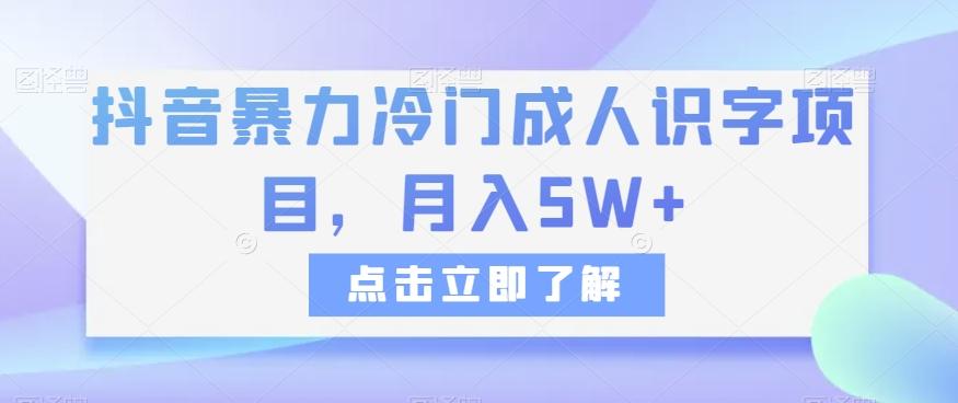 抖音暴力冷门成人识字项目，月入5W+【揭秘】-网创小站