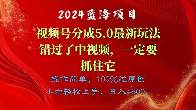 2024蓝海项目，视频号分成计划5.0最新玩法，错过了中视频，一定要抓住…-网创小站