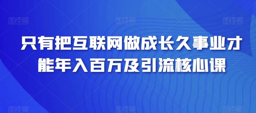 只有把互联网做成长久事业才能年入百万及引流核心课-网创小站