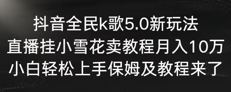 抖音全民k歌5.0新玩法，直播挂小雪花卖教程月入10万，小白轻松上手，保姆及教程来了【揭秘】-网创小站