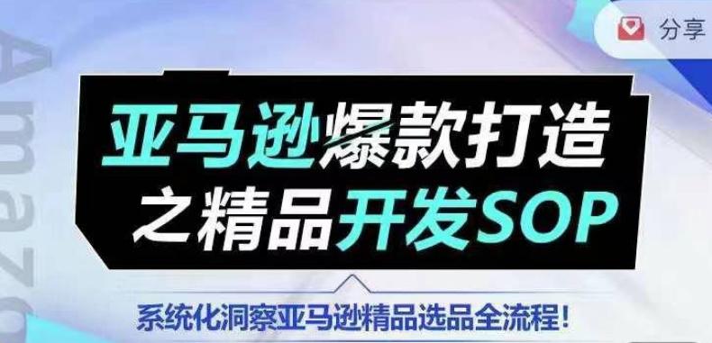 【训练营】亚马逊爆款打造之精品开发SOP，系统化洞察亚马逊精品选品全流程-网创小站