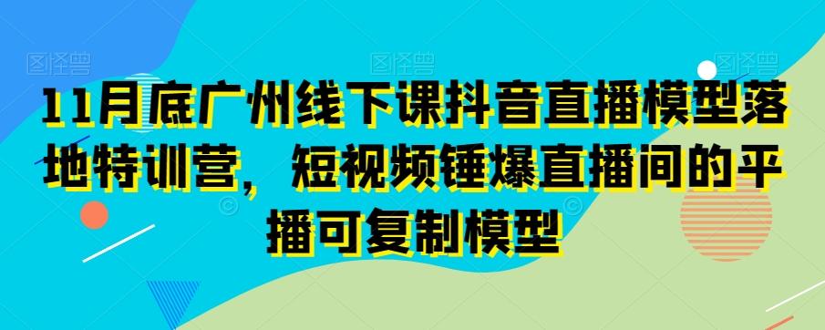 11月底广州线下课抖音直播模型落地特训营，短视频锤爆直播间的平播可复制模型-网创小站