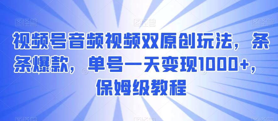 视频号音频视频双原创玩法，条条爆款，单号一天变现1000+，保姆级教程【揭秘】-网创小站
