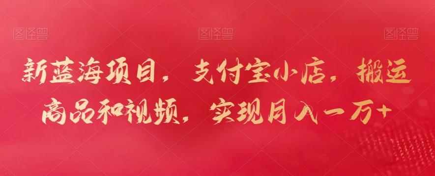 新蓝海项目，支付宝小店，搬运商品和视频，实现月入一万+【揭秘】-网创小站