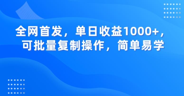 全网首发，单日收益1000+，可批量复制操作，简单易学【揭秘】-网创小站
