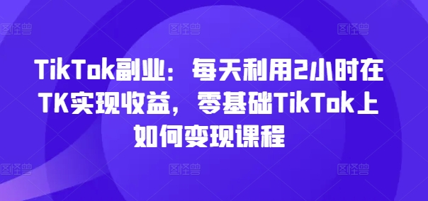 TikTok副业：每天利用2小时在TK实现收益，零基础TikTok上如何变现课程-网创小站