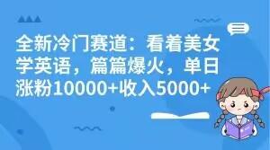 全新冷门赛道：看着美女学英语，篇篇爆火，单日涨粉10000+收入5000+-网创小站