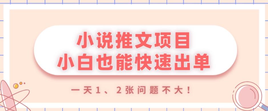 小说推文项目，小白也能快速出单，年底没项目的可以操作，一天1、2张问题不大！-网创小站