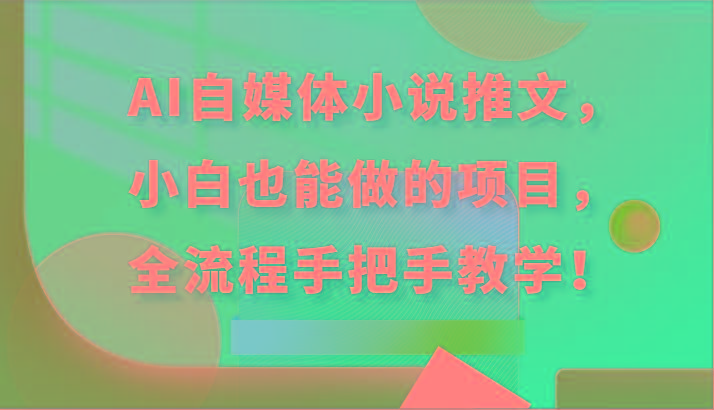 AI自媒体小说推文，小白也能做的项目，全流程手把手教学！-网创小站