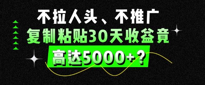 不拉人头、不推广，复制粘贴30天收益竟高达5000+？-网创小站