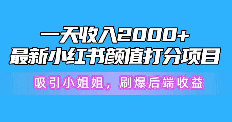 一天收入2000+，最新小红书颜值打分项目，吸引小姐姐，刷爆后端收益-网创小站
