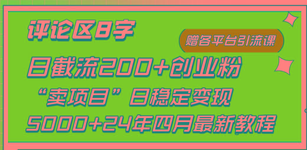 (9851期)评论区8字日载流200+创业粉  日稳定变现5000+24年四月最新教程！-网创小站