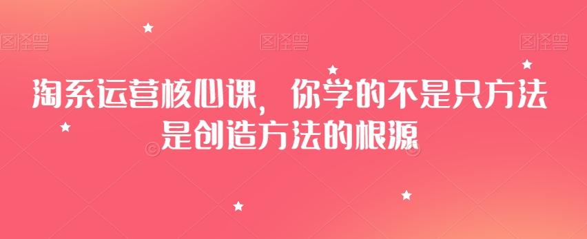 淘系运营核心课，你学的不是只方法是创造方法的根源-网创小站