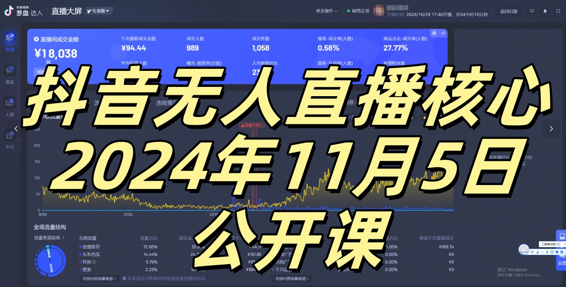 抖音无人直播核心公开课，咸鱼翻身小白可做带有睡后收入月入过万太简单【揭秘】-网创小站